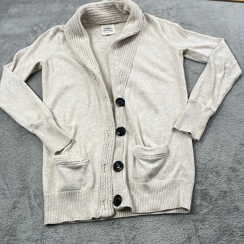 Between Me & You S Cream‎ Button Down Cardigan 100% Cotton Sweater
